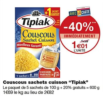 Tipiak Couscous sachet cuisson, moelleux garanti, cuisson parfaite