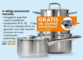 Promoties 4-delige pannenset marmite - BK - Geldig van 12/09/2018 tot 25/09/2018 bij Blokker