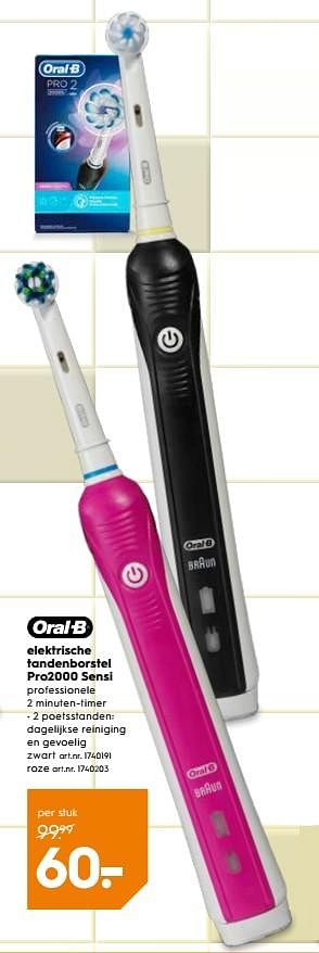 Promoties Oral-b elektrische tandenborstel pro2000 sensi - Oral-B - Geldig van 12/09/2018 tot 25/09/2018 bij Blokker
