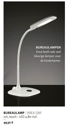 Promoties Bureaulamp krea 126 f - Huismerk - Krea - Colifac - Geldig van 12/09/2018 tot 15/03/2019 bij Krea-Colifac
