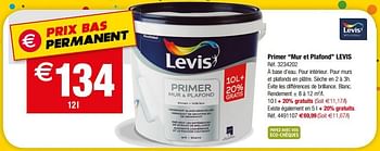 Promotions Primer mur et plafond levis - Levis - Valide de 26/09/2018 à 08/10/2018 chez Brico