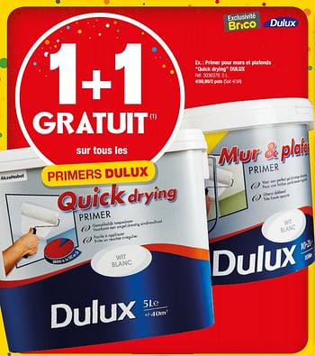 Promotions Primer pour murs et plafonds quick drying dulux - Dulux - Valide de 26/09/2018 à 08/10/2018 chez Brico