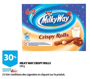 Promotions Milky way crispy rolls - Milky Way - Valide de 12/09/2018 à 25/09/2019 chez Auchan Ronq