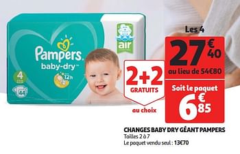 Promoties Changes baby dry géant pampers - Pampers - Geldig van 12/09/2018 tot 25/09/2019 bij Auchan