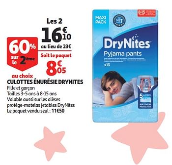 Promotions Culottes énurésie drynites - Dry Nites - Valide de 12/09/2018 à 25/09/2019 chez Auchan Ronq