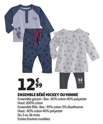 Promotions Ensemble bébé mickey ou minnie - Produit Maison - Auchan Ronq - Valide de 12/09/2018 à 25/09/2019 chez Auchan Ronq