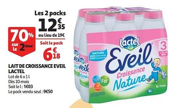 Promoties Lait de croissance eveil lactel - Lactel - Geldig van 12/09/2018 tot 25/09/2019 bij Auchan