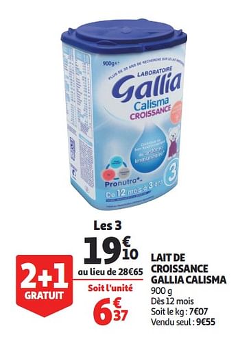 Promoties Lait de croissance gallia calisma - Gallia - Geldig van 12/09/2018 tot 25/09/2019 bij Auchan