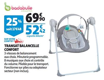 Promotions Transat balancelle confort - Badabulle - Valide de 12/09/2018 à 25/09/2019 chez Auchan Ronq