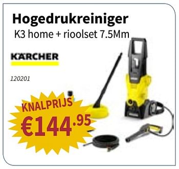 Promoties Kärcher hogedrukreiniger k3 home + rioolset 7.5m - Kärcher - Geldig van 13/09/2018 tot 26/09/2018 bij Cevo Market