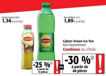 Promoties Lipton green ice tea tout l`assortiment - Lipton - Geldig van 12/09/2018 tot 25/09/2018 bij Colruyt