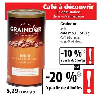 Promotions Graindor mild café moulu - Graindor - Valide de 12/09/2018 à 25/09/2018 chez Colruyt