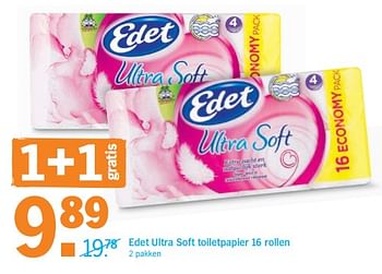 Promoties Edet ultra soft toiletpapier - Edet - Geldig van 17/09/2018 tot 23/09/2018 bij Albert Heijn