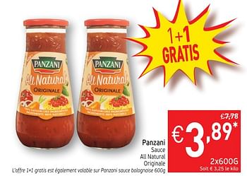 Promotions Panzani sauce all natural originale - Panzani - Valide de 18/09/2018 à 23/09/2018 chez Intermarche