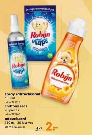 Promotions Spray rafraîchissant - Robijn - Valide de 12/09/2018 à 25/09/2018 chez Blokker