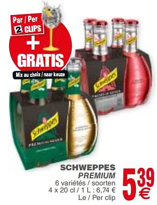 Promoties Schweppes premium - Schweppes - Geldig van 18/09/2018 tot 24/09/2018 bij Cora