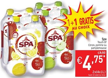 Promoties Spa touch of citron, pomme ou pamplemousse - Spa - Geldig van 18/09/2018 tot 23/09/2018 bij Intermarche