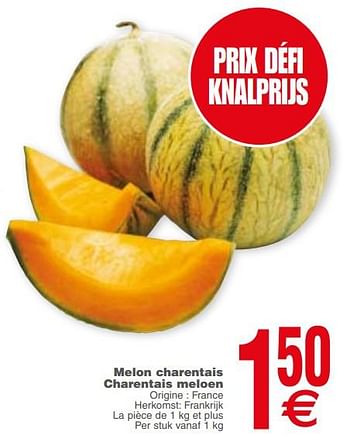 Promoties Melon charentais charentais meloen - Huismerk - Cora - Geldig van 18/09/2018 tot 24/09/2018 bij Cora