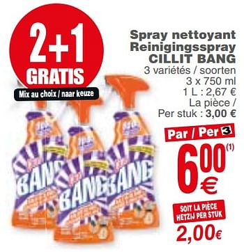 Promotions Spray nettoyant reinigingsspray cillit bang - Cillit Bang - Valide de 18/09/2018 à 24/09/2018 chez Cora