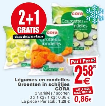 Promoties Légumes en rondelles groenten in schijfjes cora - Huismerk - Cora - Geldig van 18/09/2018 tot 24/09/2018 bij Cora