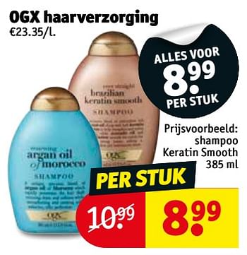 Promoties Shampoo keratin smooth - OGX - Geldig van 18/09/2018 tot 23/09/2018 bij Kruidvat