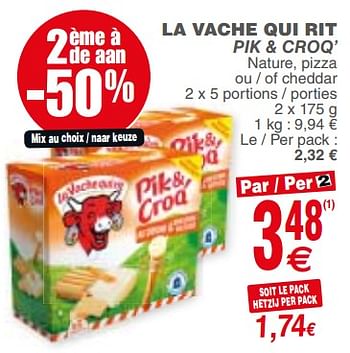Promoties La vache qui rit pik + croq - La Vache Qui Rit - Geldig van 18/09/2018 tot 24/09/2018 bij Cora