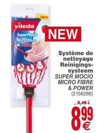 Promoties Système de nettoyage reinigings- systeem super mocio micro fibre + power - Vileda - Geldig van 18/09/2018 tot 01/10/2018 bij Cora