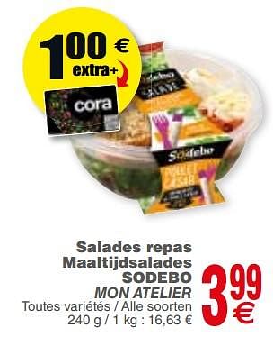 Promoties Salades repas maaltijdsalades sodebo - Sodebo - Geldig van 18/09/2018 tot 24/09/2018 bij Cora