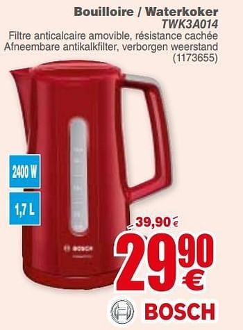 Promotions Bosch bouilloire waterkoker twk3a014 - Bosch - Valide de 18/09/2018 à 01/10/2018 chez Cora