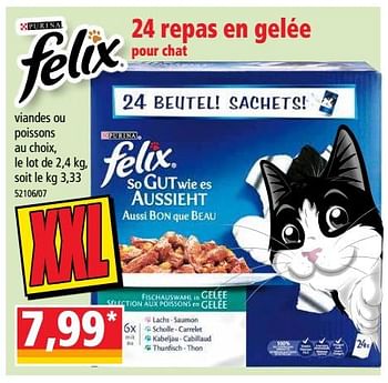 Promotions 24 repas en gelée pour chat - Felix - Valide de 19/09/2018 à 25/09/2018 chez Norma