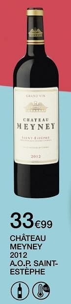 Promotions Château meyney 2012 a.o.p. saint- estèphe - Vins rouges - Valide de 12/09/2018 à 27/09/2018 chez MonoPrix