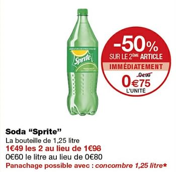 Promotions Soda sprite - Sprite - Valide de 12/09/2018 à 24/09/2018 chez MonoPrix