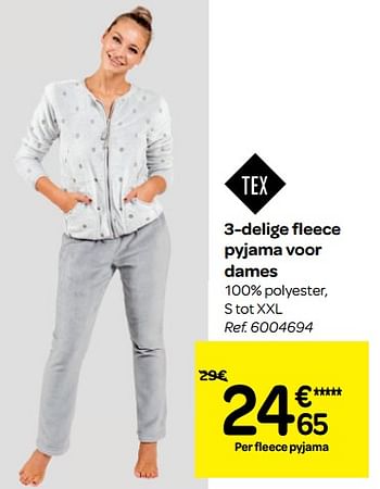 Promoties 3-delige fleece pyjama voor dames - Tex - Geldig van 19/09/2018 tot 24/09/2018 bij Carrefour