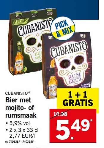 Promoties Bier met mojito- of rumsmaak - Cubanisto - Geldig van 24/09/2018 tot 29/09/2018 bij Lidl