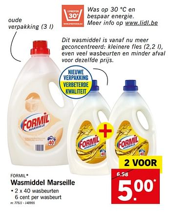 Promoties Wasmiddel marseille - Formil - Geldig van 24/09/2018 tot 29/09/2018 bij Lidl