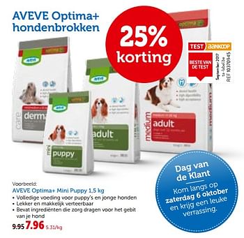 Promoties Aveve optima+ hondenbrokken - Huismerk - Aveve - Geldig van 26/09/2018 tot 06/10/2018 bij Aveve