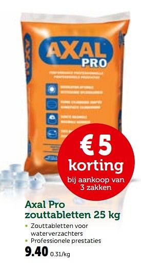 Promoties Axal pro zouttabletten - Axal - Geldig van 26/09/2018 tot 06/10/2018 bij Aveve