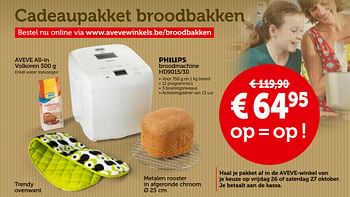 Promoties Philips broodmachine hd9015-30 - Philips - Geldig van 26/09/2018 tot 06/10/2018 bij Aveve