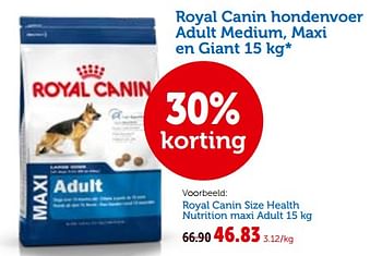 Promoties Royal canin hondenvoer adult medium, maxi en giant - Royal Canin - Geldig van 26/09/2018 tot 06/10/2018 bij Aveve