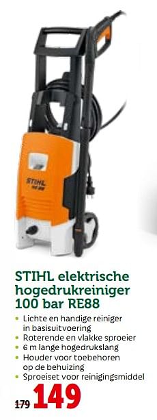 Schrijft een rapport Supermarkt Levering Stihl Stihl elektrische hogedrukreiniger 100 bar re88 - Promotie bij Aveve
