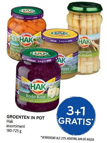 Promoties Groenten in pot 3+1 gratis - Hak - Geldig van 26/09/2018 tot 09/10/2018 bij Alvo