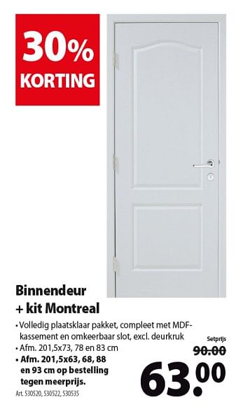 Promoties Binnendeur + kit montreal - Huismerk - Gamma - Geldig van 26/09/2018 tot 08/10/2018 bij Gamma