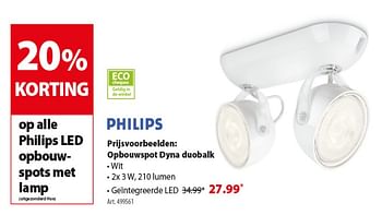 Promoties Philips opbouwspot dyna duobalk - Philips - Geldig van 26/09/2018 tot 08/10/2018 bij Gamma