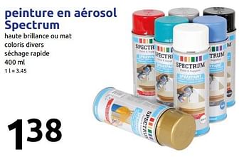 Promotions Peinture en aérosol spectrum - SPECTRUM - Valide de 19/09/2018 à 25/09/2018 chez Action