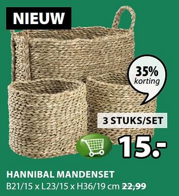 Promoties Hannibal mandenset - Huismerk - Jysk - Geldig van 17/09/2018 tot 30/09/2018 bij Jysk