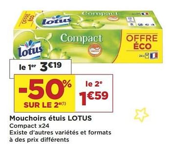 Promotions Mouchoirs étuis lotus - Lotus Nalys - Valide de 18/09/2018 à 30/09/2018 chez Super Casino