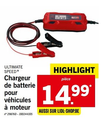 Promoties Chargeur de batterie pour véhicules à moteur - Ultimate Speed - Geldig van 24/09/2018 tot 29/09/2018 bij Lidl