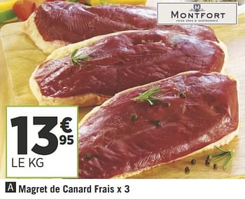 Promotions Magret de canard frais x 3 - Montfort - Valide de 18/09/2018 à 30/09/2018 chez Géant Casino