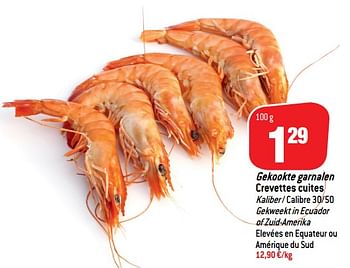 Promoties Gekookte garnalen crevettes cuites - Huismerk - Match - Geldig van 19/09/2018 tot 25/09/2018 bij Match