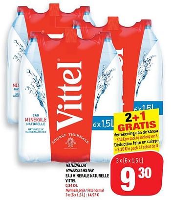 Promoties Natuurlijk mineraalwater eau minerale naturelle vittel - Vittel - Geldig van 19/09/2018 tot 25/09/2018 bij Match